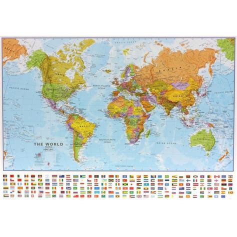 World Maps International Political Wall Map Medium Laminated Stanfords