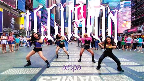 Kpop In Public Nyc Times Square Aespa 에스파 도깨비불 Illusion Dance