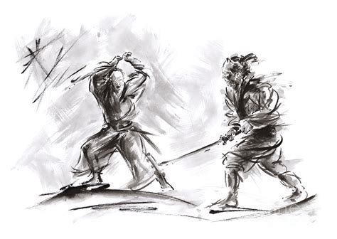 Samurai fight. Painting by Mariusz Szmerdt | Pixels