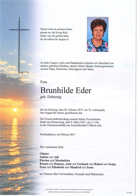 Parte für Brunhilde Eder pax requiem