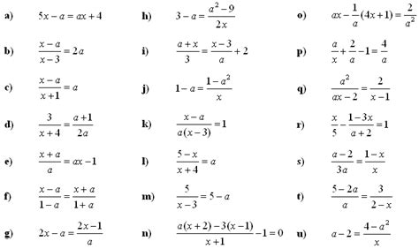 Algebra 1 Linear Equations Exercises