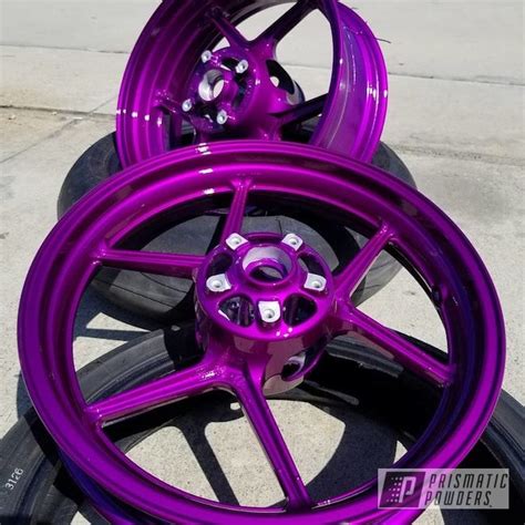 Prismatic Powders Powder Coated Candy Purple Kawasaki Ninja Wheels