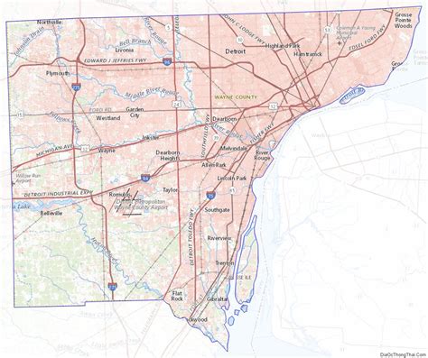 map  wayne county michigan thong thai real