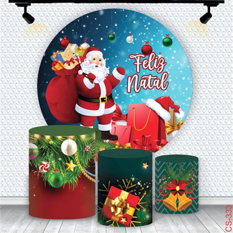 Painel Redondo Trio Capas Cilindro Natal No Elo Criativa