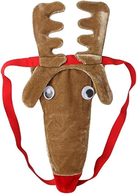 Assivia Mankini Thong Christmas Reindeer Pattern G Strings Men Novelty