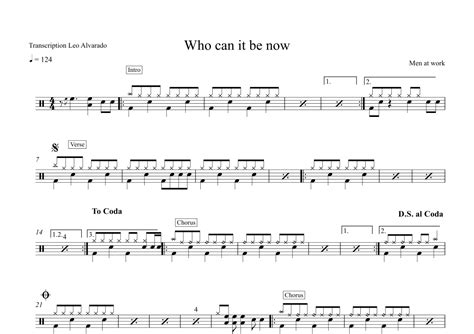 Who Can It Be Now Arr Drum Transcription Leo Alvarado By Men At