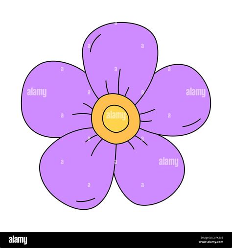 La Flor Violeta En Estilo Tradicional De Dibujos Animados Ilustración