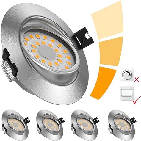 Led Einbaustrahler Dimmbar Ultra Flach Led Spots V Er Set Warmwei