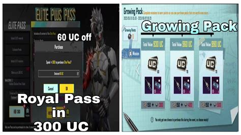 Elite Royal Pass In 300 UC New Growing Pack In Bgmi Get 60 UC Off