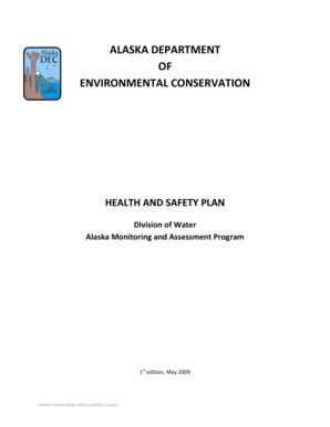 Fillable Online Dec State Ak Health And Safety Plan Alaska Department