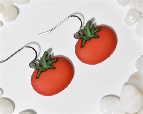 Red Tomato Earrings Tomato Jewelry Fruit Earrings Food Earrings