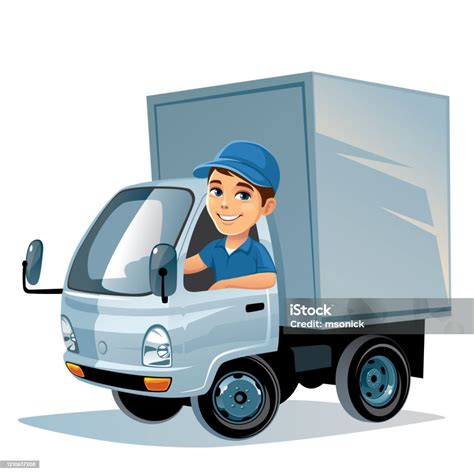 Delivery Truck With Driver Stock Illustration Download Image Now