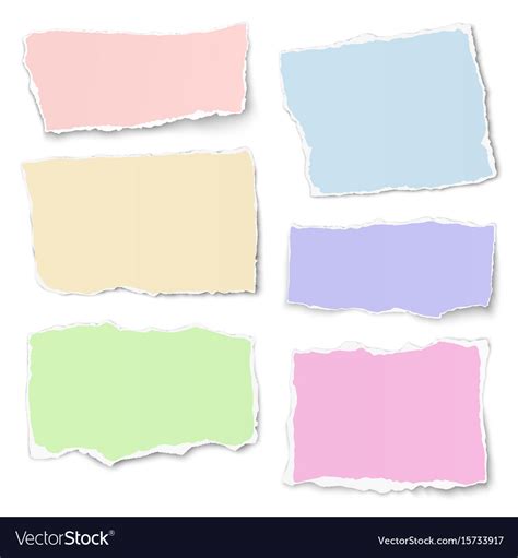 Set Pastel Color Paper Tears With Soft Shadow Vector Image