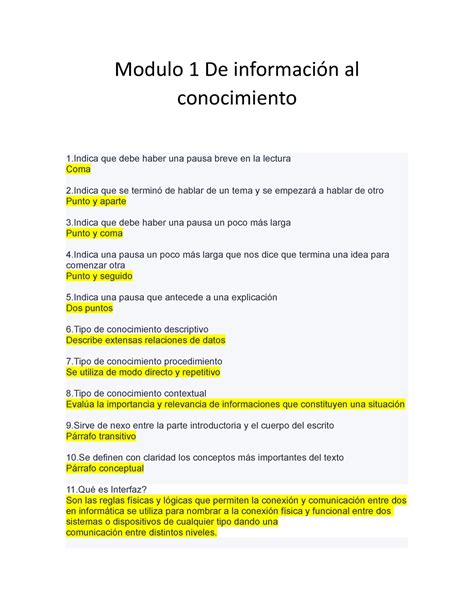 Modulo 1 prepa Modulo 1 De información al conocimiento 1 que debe