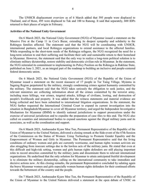 Letter From Ambassador Kyaw Moe Tun To Secretary General H E Mr