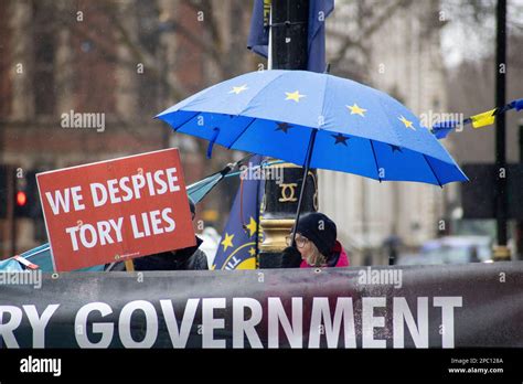 Anti Brexit Campaigners Continue Their Protests Outside Parliament