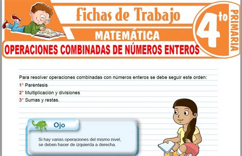 Operaciones Combinadas De N Meros Enteros Para Cuarto De Primaria