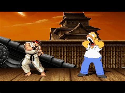 RYU Vs HOMER SIMPSON High Level Awesome Fight YouTube