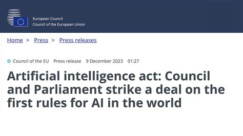 Council Of The EU Press Release 9 December 2023 Artificial