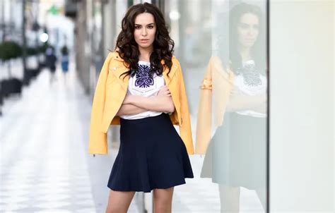 Wallpaper Girl Beautiful Model Brunette Skirt Jacket For Mobile And Desktop Section