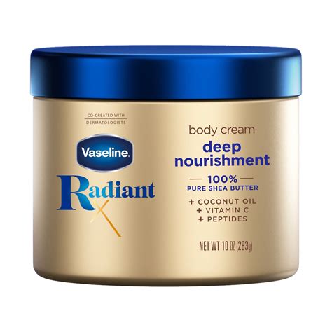 Vaseline Radiant X Deep Nourishment Pure Shea Butter Body Cream For Dry Skin Coconut 10 Oz