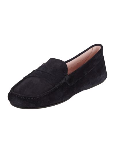 Pretty Ballerinas Pennyloafer Aus Echtem Veloursleder Dunkelblau Online Kaufen