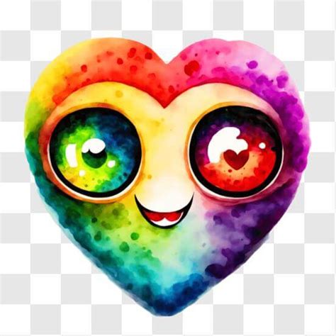 Download Cartoon Heart Avatar with Colorful Eyes PNG Online - Creative Fabrica