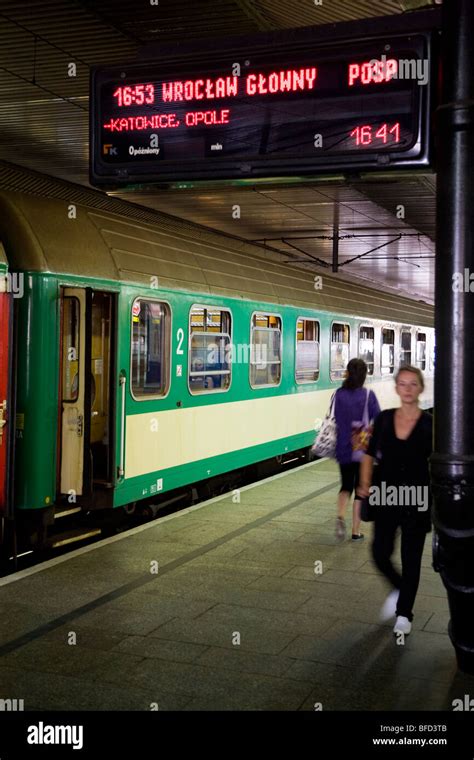 Train Waiting To Depart From Krakow Glowny Main Railway Station Krakow