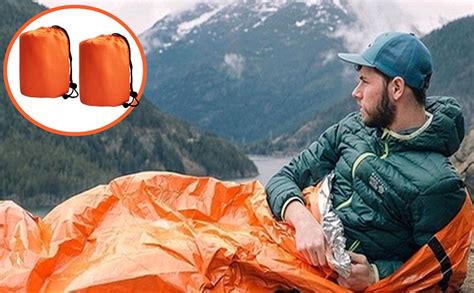 Goldhik 2 Pack Emergency Sleeping Bag Mylar Emergency Blanket Waterproof