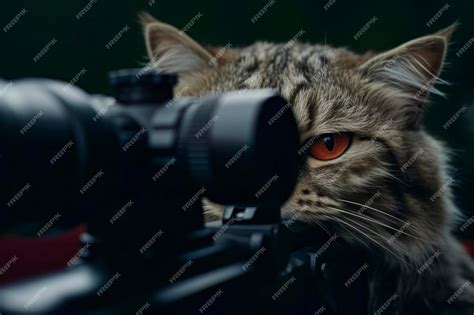 Premium Photo | Stealthy hunter cat with sniper rifle