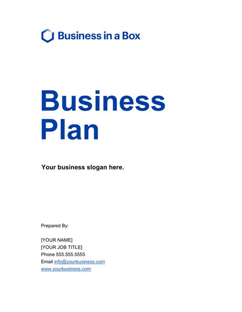 Business Plan - Cover Page White Template | by Business-in-a-Box™