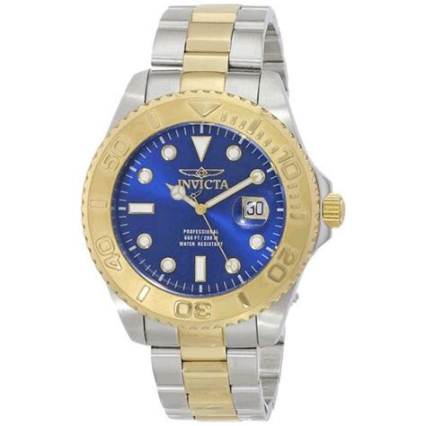 Invicta Mens Pro Diver Quartz Blue Dial Two Tone Bracelet Watch Men