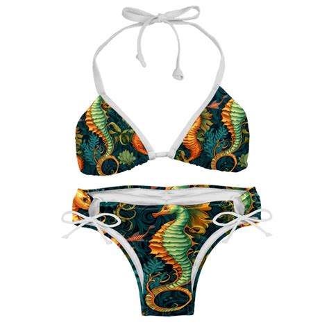 Hippocampus Detachable Sponge Adjustable Strap Bikini Set Two Pack For