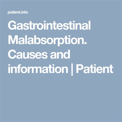 Gastrointestinal Malabsorption. Causes and information | Patient | Malabsorption ...