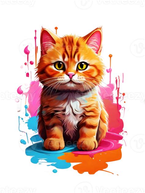 Ai Generated Orange Tabby Cat Watercolor Art On Transparent Background