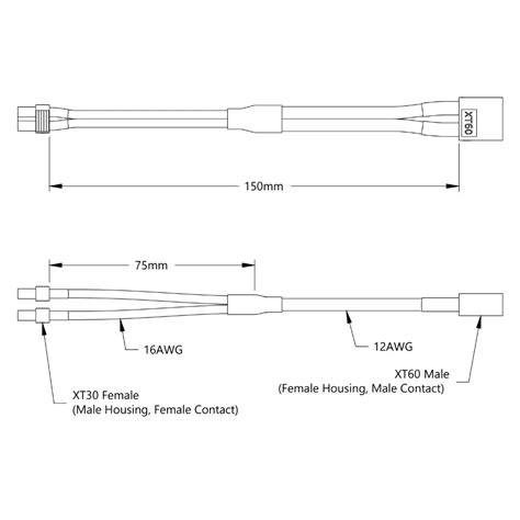 Servocity Xt60 à Xt30 Y Harness Simple Fh Mc Xt60 à Double Mh Fc Xt30