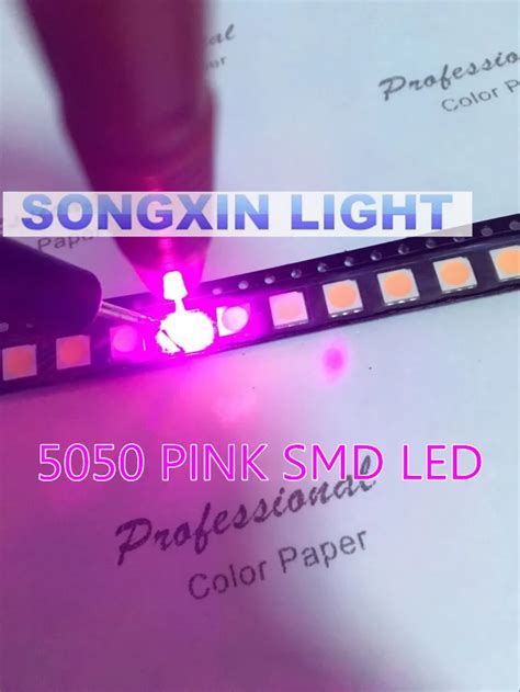 100pcs Lot SMD 5050 Pink Smd LED Diode 5050 Smd Smt Pink Led PLCC 6 3