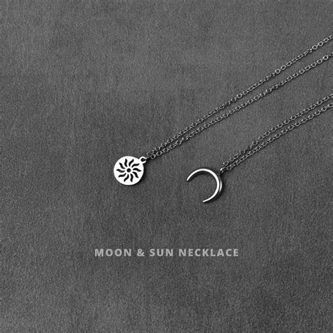 Jual Skymed Kalung Simple Pria Wanita Thin Moon Sun Necklace