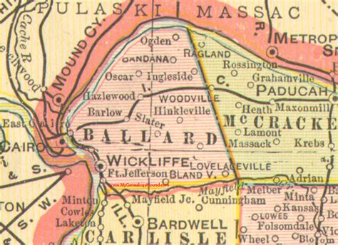 Ballard County, Kentucky 1905 Map Wickliffe