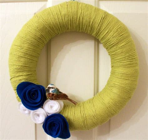 Items Similar To Funky And Fresh Kiwi Green Yarn Wreath With Felt