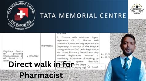 Pharmacist Vacancy Update Ll Recruitment Of Pharmacist In Tata