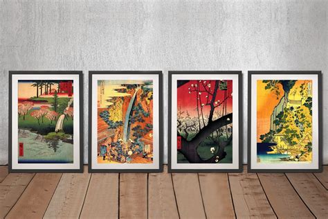 Japanese Classic Art 4 Panel Canvas Set Utagawa Hiroshige Wall Art Au