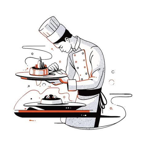 Premium Vector A Chef Meticulously Plating A Gourmet Dish In A High