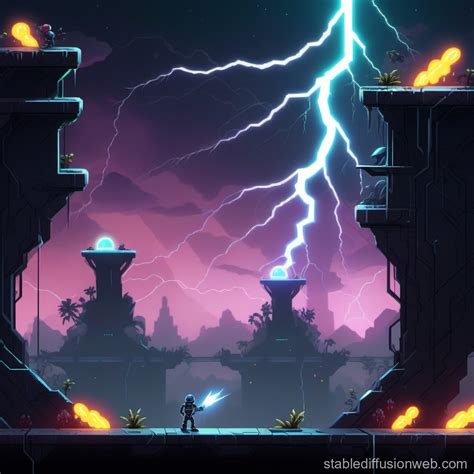 D Sci Fi Platformer Lightning Threat Level Thumbnail Stable