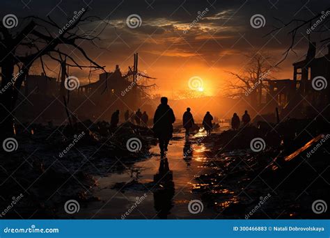 War Torn Landscape With Remnants Of Destruction Stock Image Image Of