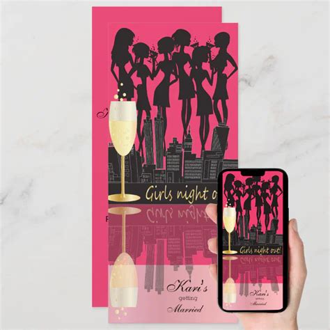 Girls Night Out Bachelorette Party Hot Pink Invitation Zazzle