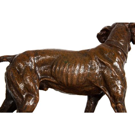 French Antique Copper Electrotype Sculpture Chien Braque” Pierre