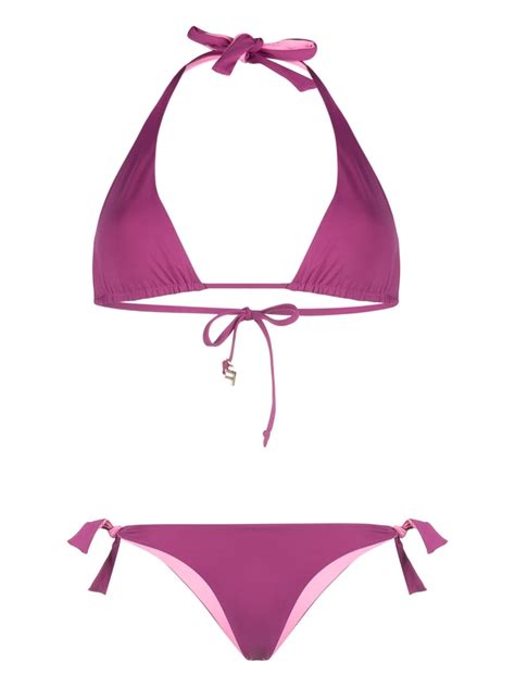 Fisico Logo Charm Halterneck Bikini In Purple ModeSens