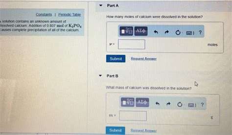 Solved PartA Constants I Periodic Table How Many Moles Of Chegg