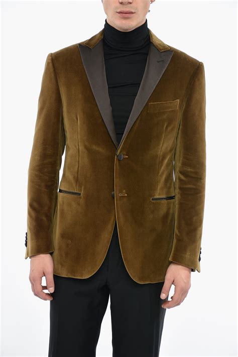 Corneliani Velour Crimonia Academy Blazer With Satin Peak Lapel Men